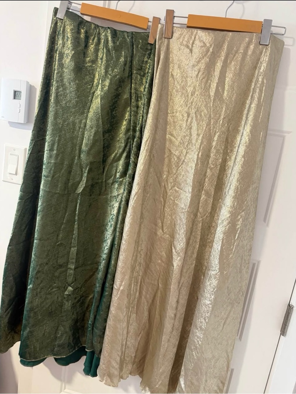 Metallic Green and Gold Maxi Skirts - Lot of 2